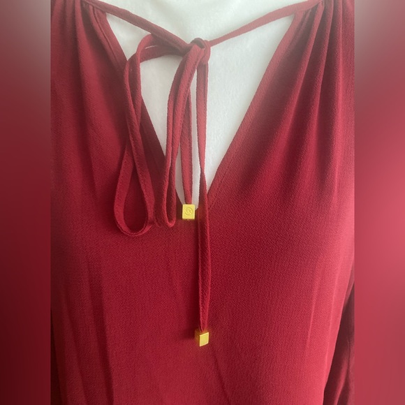 Michael Kors Red Golden Boho Studs Holiday Flowy Tunic Mini Dress size M - Picture 6 of 16